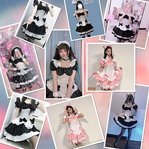 Wannsee Anime French Maid Apron Lolita Fancy Dress Cosplay Costume Furry Cat Ear Gloves Socks Set