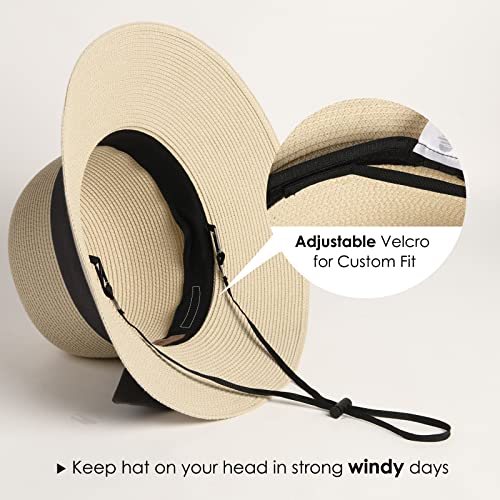 FURTALK Womens Beach Sun Straw Hat UV UPF50 Travel Foldable Brim Summer UV Hat