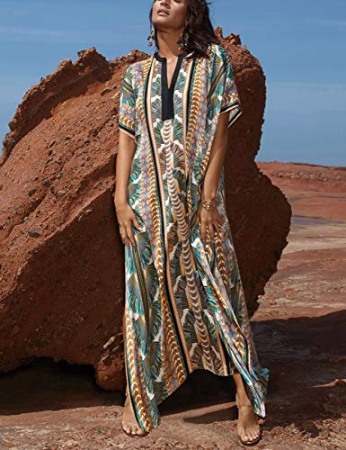 Bsubseach Swimsuit Cover Up for Swimwear Women Kaftan Dresses Summer Caftan with Drawstring