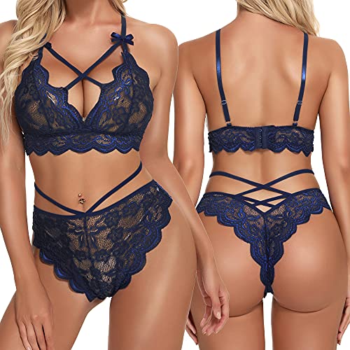 Namifin Women Lingerie Set Lace Bralette and Panty Set Strappy Lace Lingerie