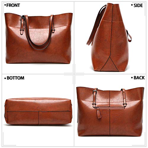 Aileese Womens Soft Leather Handbags Large Capacity Retro Vintage Top-Handle Casual Tote Shoulder Bags