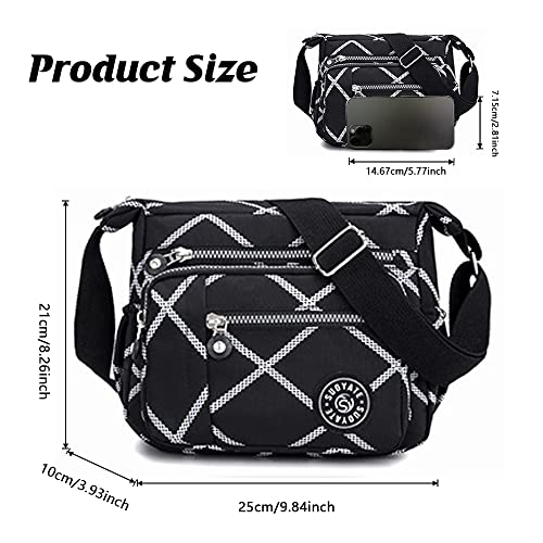 Womens Multi Pocket Casual Canvas Crossbody Bag Travel Purse Messenger Handbag for Shopping Hiking Daily Use