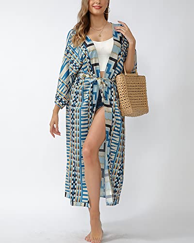 Women Swimsuit Cover Up Bathing Suit Kimono Long Beach Dress Floral Lace Bikini Swim Coverup Sun Protection Clothing
