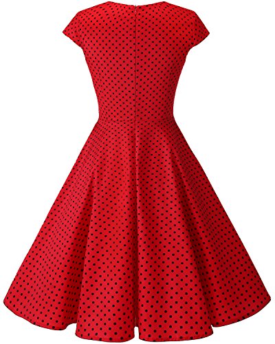 bbonlinedress Women's 50s 60s A Line Rockabilly Dress Cap Sleeve Vintage Swing Party Dress Blush