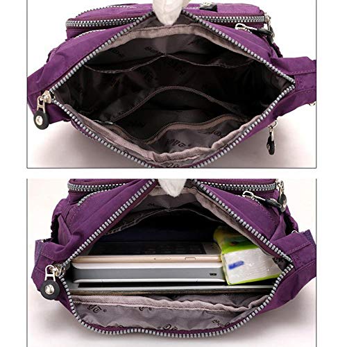 Womens Multi Pocket Casual Canvas Crossbody Bag Travel Purse Messenger Handbag for Shopping Hiking Daily Use