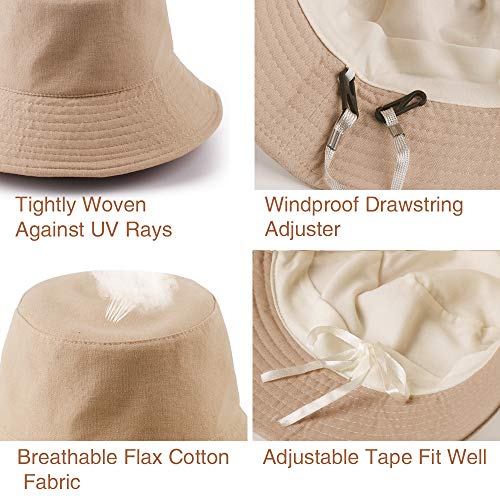 Anycosy Cotton Bucket Hat Women Summer Outdoor Floppy Sun Cap Packable with Big Wide Brim