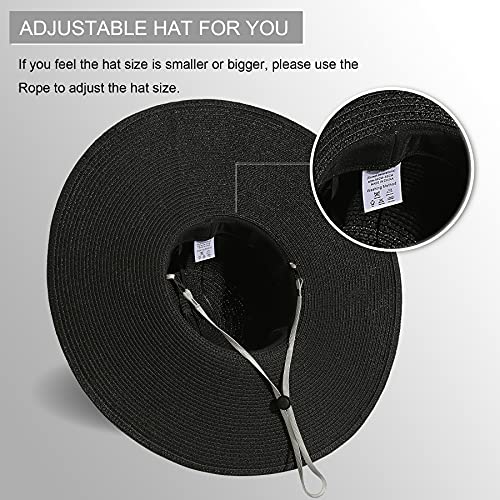 Lanzom Womens 5.5 Inches Wide Brim Straw Hat Floppy Foldable Roll up Cap Beach Sun Hat