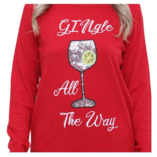 NOROZE Women's Christmas Tops Sweatshirts Sequin Jingle Bells HoHoHo Pug Mrs Claus Xmas Jumper