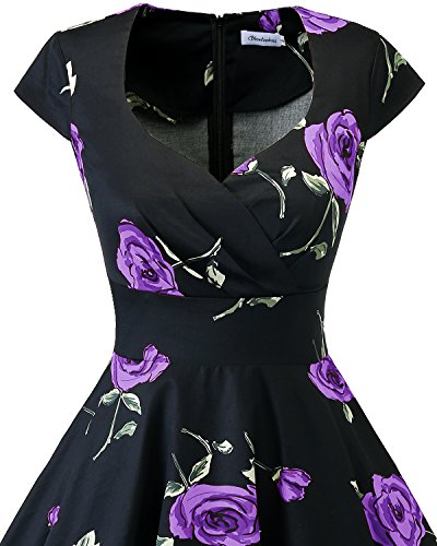 bbonlinedress Women's 50s 60s A Line Rockabilly Dress Cap Sleeve Vintage Swing Party Dress Blush