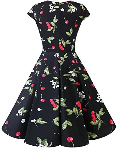 bbonlinedress Women's 50s 60s A Line Rockabilly Dress Cap Sleeve Vintage Swing Party Dress Blush
