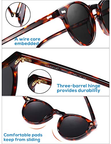CARFIA Polarised Womens Sunglasses Vintage UV400 Protection Acetate Frame