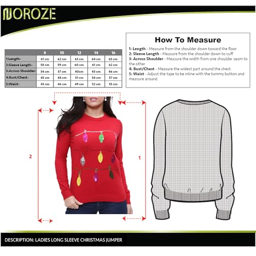 NOROZE Women's Christmas Tops Sweatshirts Sequin Jingle Bells HoHoHo Pug Mrs Claus Xmas Jumper