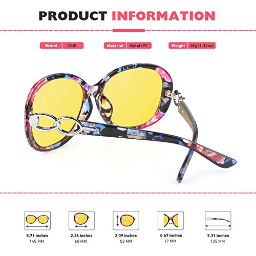 CGID Sunglasses Womens Ladies Polarised Retro Designer Sun Glasses Brown Big Frame Oversized Shades UV Protection Goggles