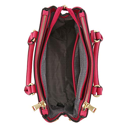 2pcs Set Classic Triple Zip Top Handle Small Satchel Bag with Zip Around Wallet
