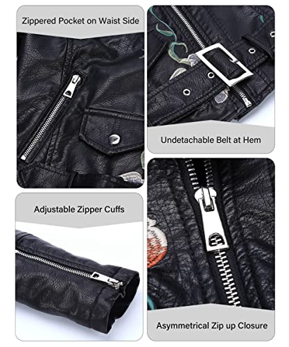Bellivera Womens Faux Leather Casual Jacket Moto Fall Clothes Coat