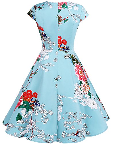 bbonlinedress Women's 50s 60s A Line Rockabilly Dress Cap Sleeve Vintage Swing Party Dress Blush