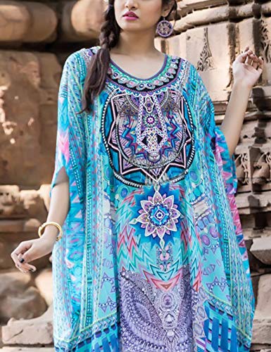 Bsubseach Chiffon Print Shirt Dress Beach Cover Up Loose Turn Down Collar Long Sleeve Bikini Kaftan Cover Ups for Swimwear Women