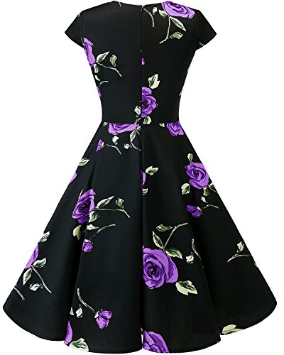 bbonlinedress Women's 50s 60s A Line Rockabilly Dress Cap Sleeve Vintage Swing Party Dress Blush