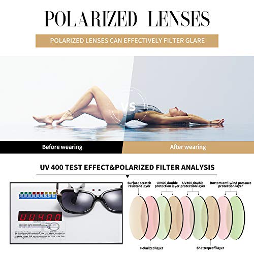 AOMASTE Retro Square Polarized Sunglasses for Women 100% UV400 Protection Lens Driving Outdoor Eyewear