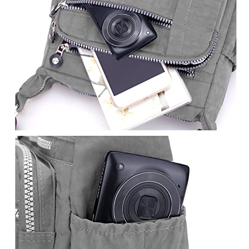 Womens Multi Pocket Casual Canvas Crossbody Bag Travel Purse Messenger Handbag for Shopping Hiking Daily Use