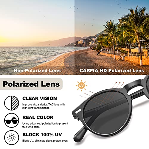 CARFIA Polarised Womens Sunglasses Vintage UV400 Protection Acetate Frame