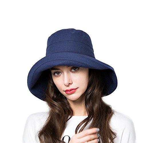Anycosy Cotton Bucket Hat Women Summer Outdoor Floppy Sun Cap Packable with Big Wide Brim