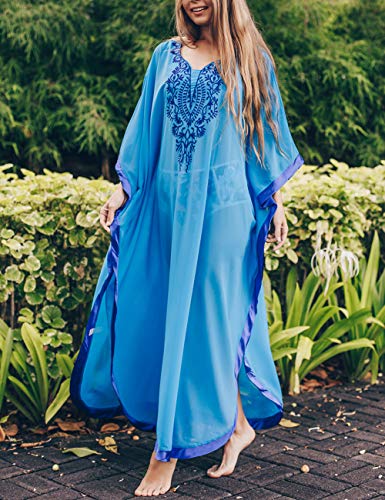 Bsubseach Chiffon Print Shirt Dress Beach Cover Up Loose Turn Down Collar Long Sleeve Bikini Kaftan Cover Ups for Swimwear Women