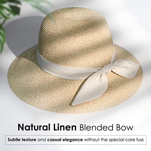 FURTALK Womens Beach Sun Straw Hat UV UPF50 Travel Foldable Brim Summer UV Hat