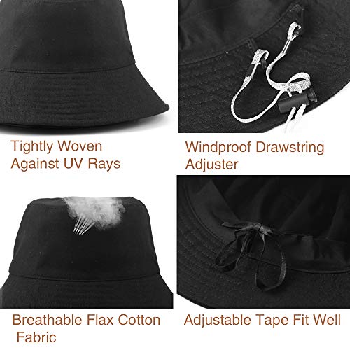 Anycosy Cotton Bucket Hat Women Summer Outdoor Floppy Sun Cap Packable with Big Wide Brim
