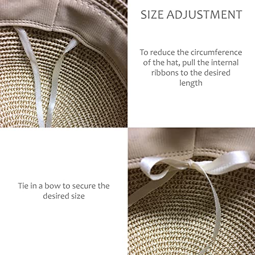 TOSKATOK® Ladies Womens Adjustable Summer Sun Hat Fashion Foldable Roll Brim Trilby Bowler Brown/Beige…
