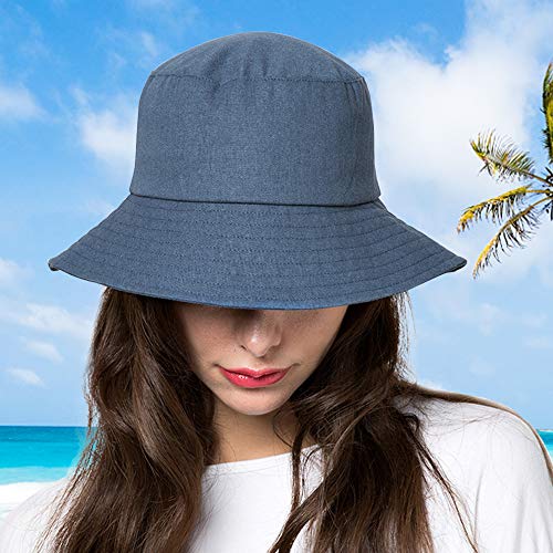 Anycosy Cotton Bucket Hat Women Summer Outdoor Floppy Sun Cap Packable with Big Wide Brim