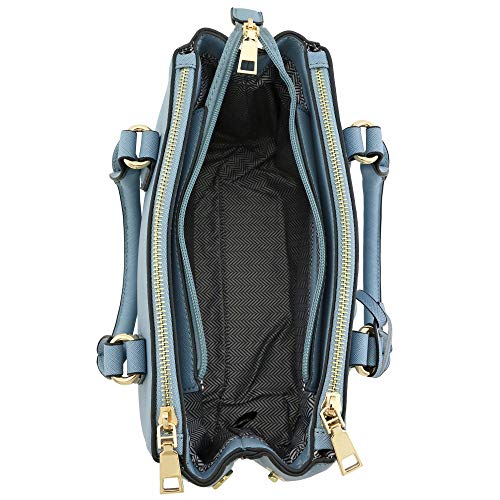 2pcs Set Classic Triple Zip Top Handle Small Satchel Bag with Zip Around Wallet