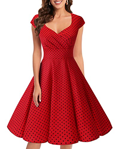 bbonlinedress Women's 50s 60s A Line Rockabilly Dress Cap Sleeve Vintage Swing Party Dress Blush