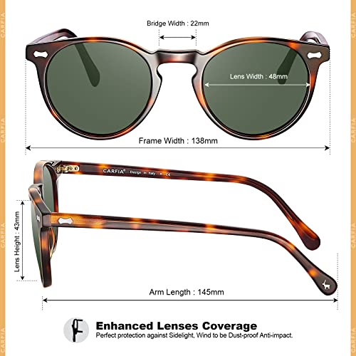 CARFIA Polarised Womens Sunglasses Vintage UV400 Protection Acetate Frame