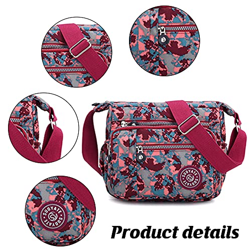 Womens Multi Pocket Casual Canvas Crossbody Bag Travel Purse Messenger Handbag for Shopping Hiking Daily Use
