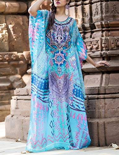 Bsubseach Chiffon Print Shirt Dress Beach Cover Up Loose Turn Down Collar Long Sleeve Bikini Kaftan Cover Ups for Swimwear Women
