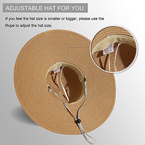 Lanzom Womens 5.5 Inches Wide Brim Straw Hat Floppy Foldable Roll up Cap Beach Sun Hat