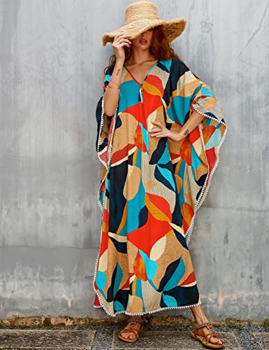 Bsubseach Swimsuit Cover Up for Swimwear Women Kaftan Dresses Summer Caftan with Drawstring