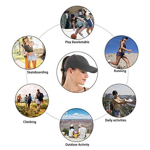 Womens Criss Cross Ponytail Baseball Cap,High Messy Bun Ponycap Quick Drying Mesh Outdoor Sports Hat with Ponytail Hole Adjustable Travel Summer Hat