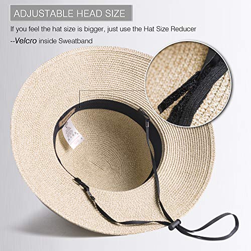 FURTALK Womens Beach Sun Straw Hat UV UPF50 Travel Foldable Brim Summer UV Hat