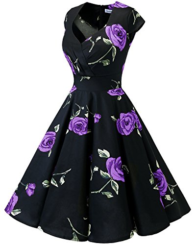 bbonlinedress Women's 50s 60s A Line Rockabilly Dress Cap Sleeve Vintage Swing Party Dress Blush