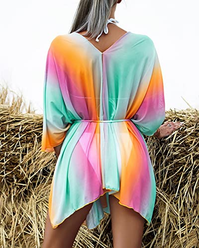 Women Swimsuit Cover Up Bathing Suit Kimono Long Beach Dress Floral Lace Bikini Swim Coverup Sun Protection Clothing
