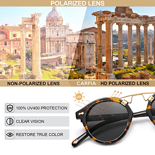 CARFIA Polarised Womens Sunglasses Vintage UV400 Protection Acetate Frame