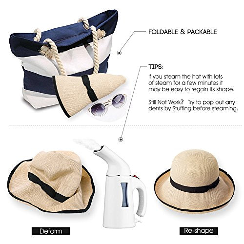 Comhats Sun Hats for Women Foldable UV Protection Large Wide Brimmed Floppy Panama Style Straw Beach Hat Fashionable Fedora Adjustable Beige