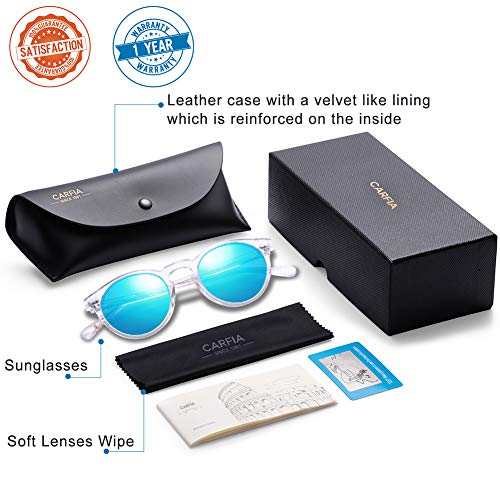 CARFIA Polarised Womens Sunglasses Vintage UV400 Protection Acetate Frame