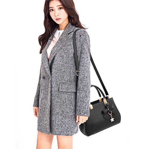 URAQT Womens Handbags, New Top Handle Bag, PU Leather Ladies Shoulder Bag Messenger Bag with Exquisite Metal Pendant, Fashion Tote Bag for Casual & Work, Mother's Day Gift
