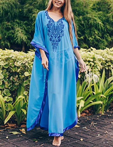 Bsubseach Chiffon Print Shirt Dress Beach Cover Up Loose Turn Down Collar Long Sleeve Bikini Kaftan Cover Ups for Swimwear Women
