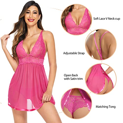 Avidlove Women Lingerie Lace Babydoll Strap Chemise Halter Teddy V neck Sleepwear