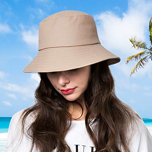 Anycosy Cotton Bucket Hat Women Summer Outdoor Floppy Sun Cap Packable with Big Wide Brim