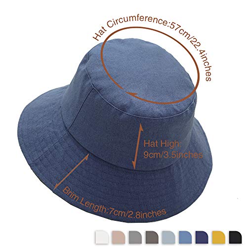 Anycosy Cotton Bucket Hat Women Summer Outdoor Floppy Sun Cap Packable with Big Wide Brim